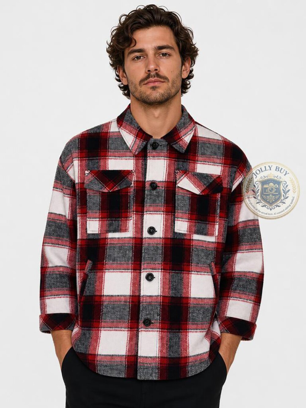 HAGGAR Men’s Utility Shirt Jacket Red Plaid Quilted Lining Durable Shacket XL - Picture 2 of 6